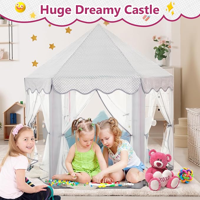 Monobeach Princess Tent Girls Large Playhouse Kids Castle Play Tent - Image 2