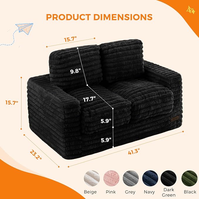 MAXYOYO Extra Wide Kids Bean Bag Chair, Comfy Faux Fur Bean Bag Sofa - Image 2
