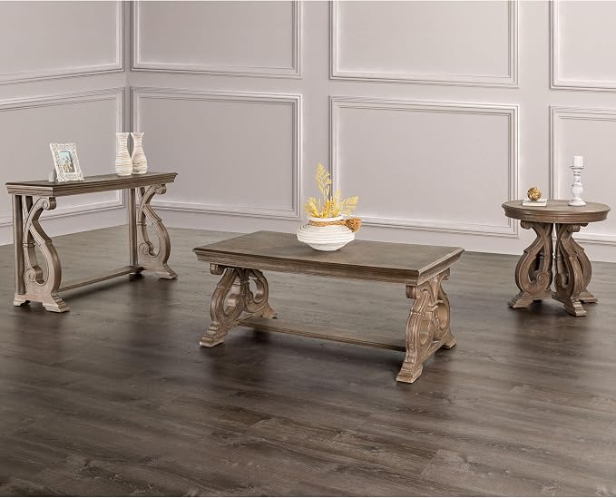Furniture of America Jinst Traditional Solid Wood 3-Piece Coffee Table Set by FurnitureofAmerica