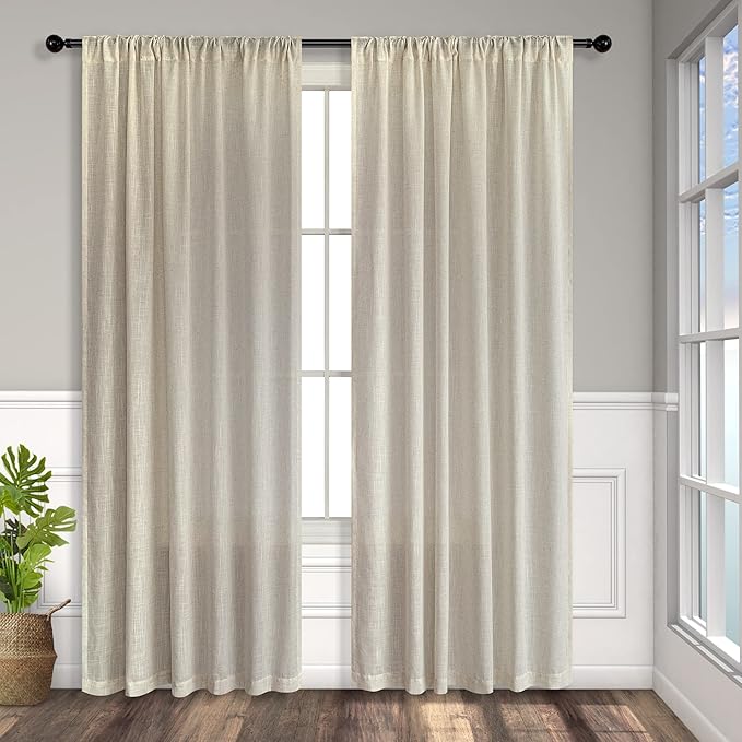 Pitalk Beige Curtains 54 Inch Length - Image 8