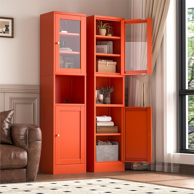 YAUWOH 2-Door Metal Storage Cabinet, Tall Slim Pantry Organizer - Image 4