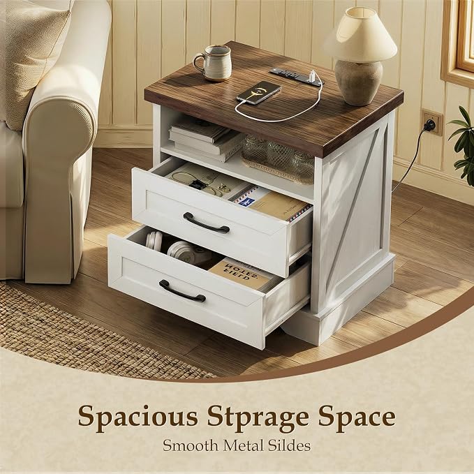 AODK 24 Inch Farmhouse Nightstand Set of 2, Bedside Tables - Image 4