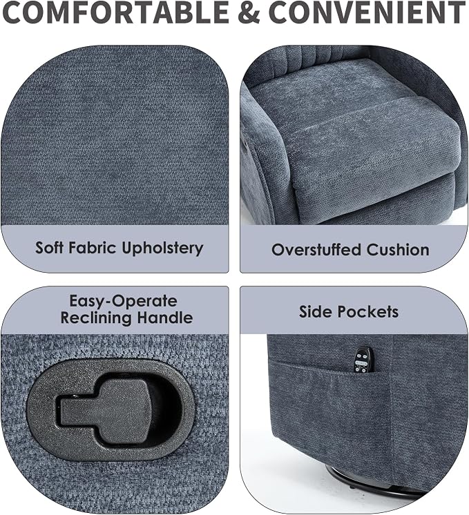 Trustyue Swivel Rocker Recliner Chair, 360° Swivel Recliner - Image 8