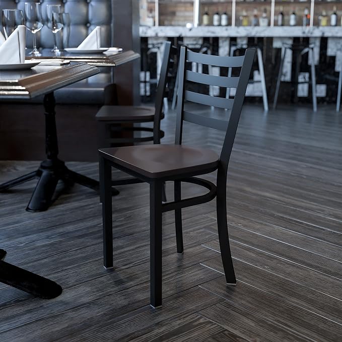Flash Furniture HERCULES Series Black Ladder Back Metal Restaurant Chair - Image 2