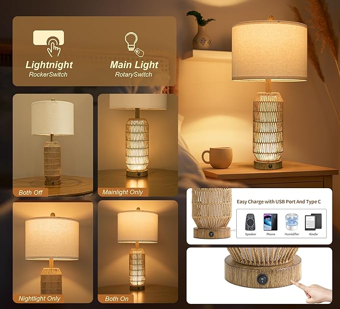 OYEARS 25" Table Lamps Set of 2 - Image 2