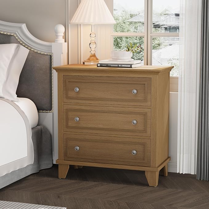 IDEALHOUSE 3 Drawer Dresser, Wooden Storage Chest of Drawers by IDEALHOUSE