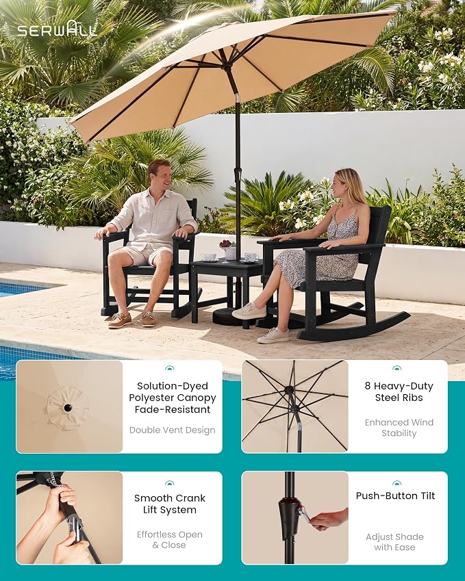 SERWALL Outdoor Rocking Chairs Set of 2 - Image 3