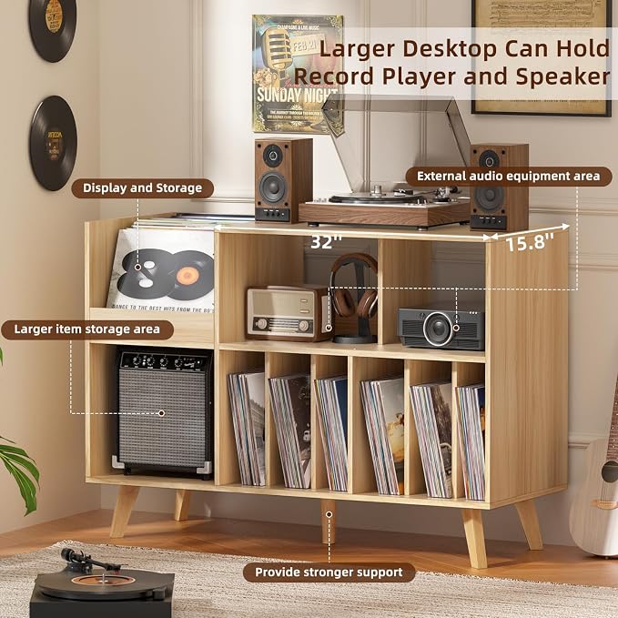 LELELINKY Large 48'' Record Player Stand - Image 5
