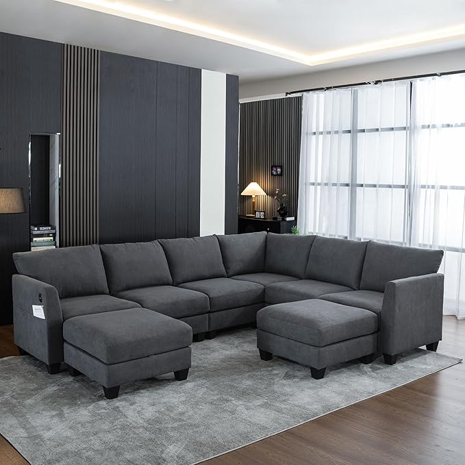 122.8" Large Sectional Couches for Living Room, 6 Seater L Shaped Modular by ZXDesign