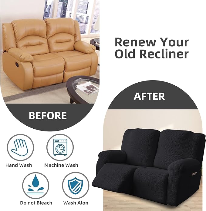 Genina Recliner Loveseat Covers, Stretch Reclining Sofa Covers, 2 Seater Couch - Image 6