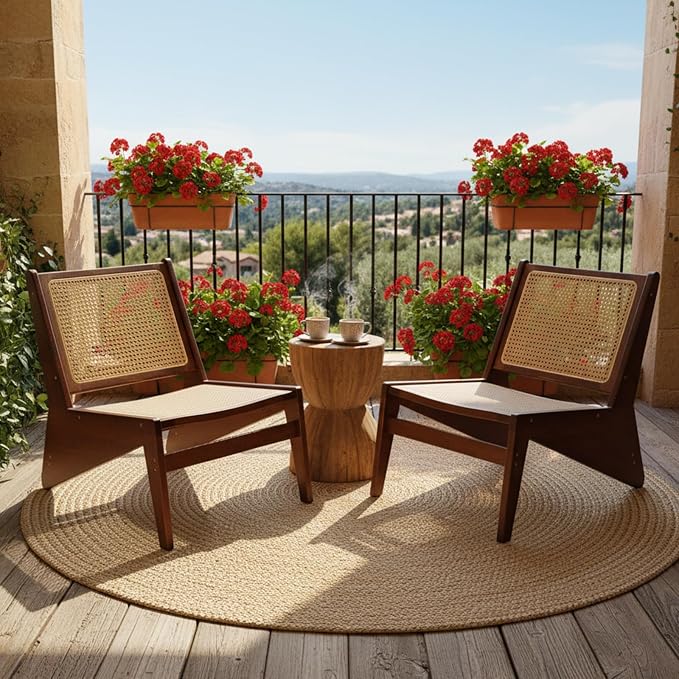 Welnow 2-Pcs Mid Century Rattan Accent Chair, Bamboo Wood Lounge Chair - Image 6