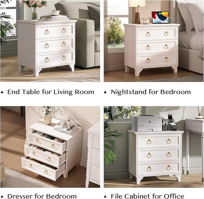 JOINICE White Night Stand Set 2 - Image 7