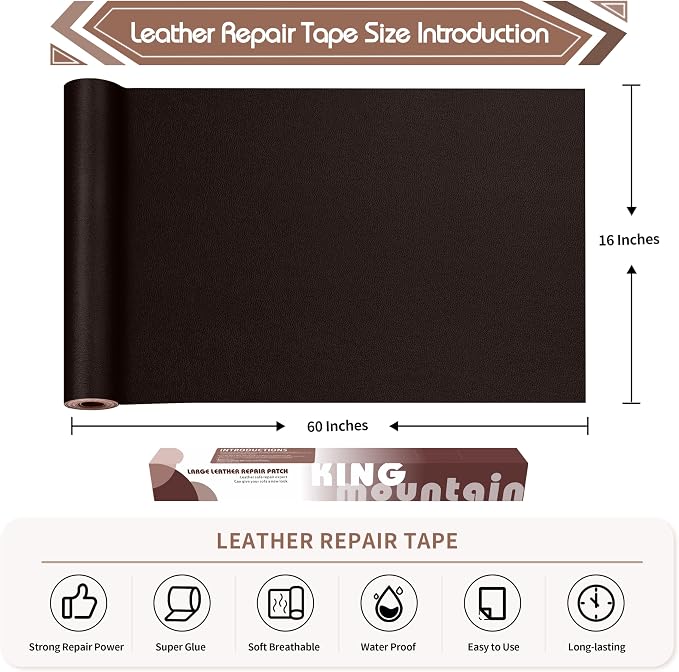 KING MOUNTAIN Leather Repair Patch, 16 x 60 Inches self Adhesive Leather Repair - Image 4