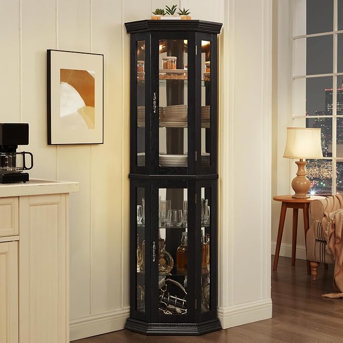 Glass Corner Display Cabinet by NALLBEIRRAA