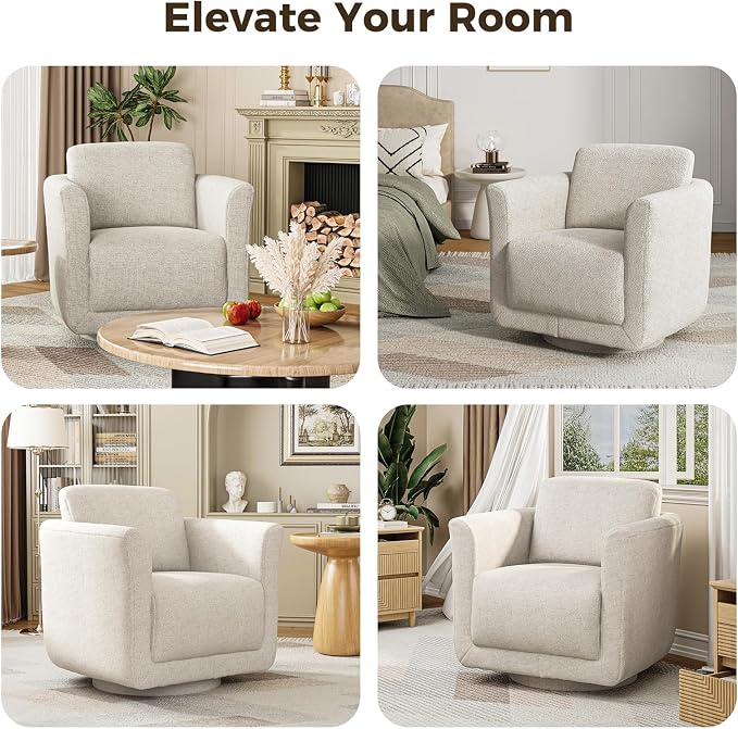 Swivel Accent Chair, 360° Chenille Barrel Swivel Chair - Image 5