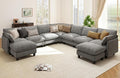 Ihanherry 141" Oversized V-Shaped Modular Sectional Couch, 9-Seater Cloud Sofa by iHanHerry