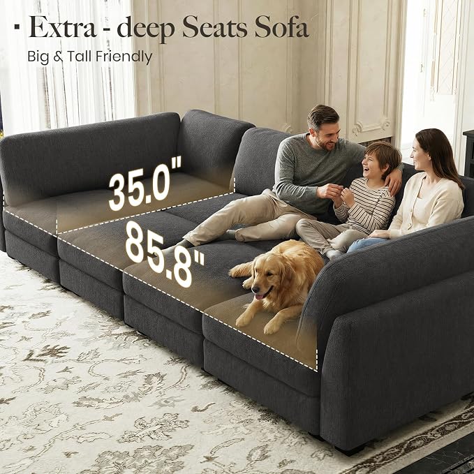Belffin 111" Cloud Sectional Sleeper Sofa - Image 7