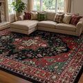 RELEANY Area Rugs 8'x10' Washable Non-Slip, Floral Vintage Distress Print by RELEANY