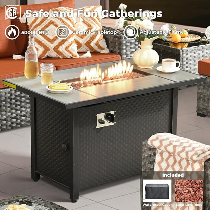 ovios 7 Pieces Patio Furniture Set, Outdoor Wicker Sectional Sofa - Image 6