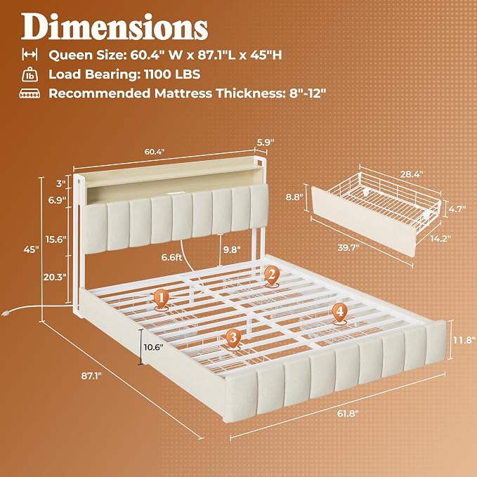 PRAISUN Bed Frame Queen Size - Image 2