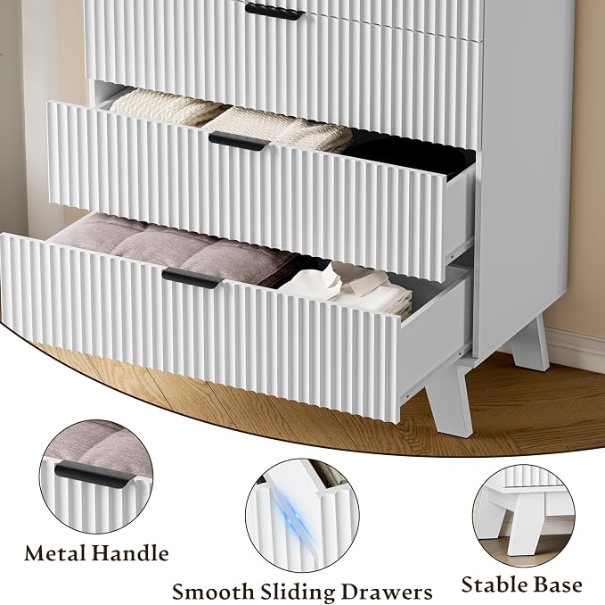 BORNOON 39" Tall Dresser for Bedroom, 4-Drawer Fluted Chest of Drawers - Image 5
