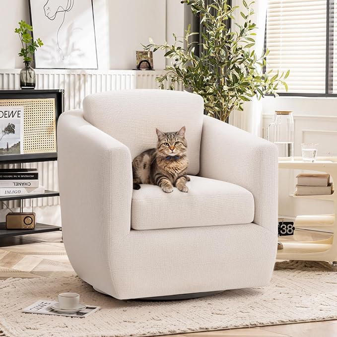 COLAMY 360° Swivel Accent Chair Set of 2 No-Sag Foam & Sturdy Metal Base - Image 3