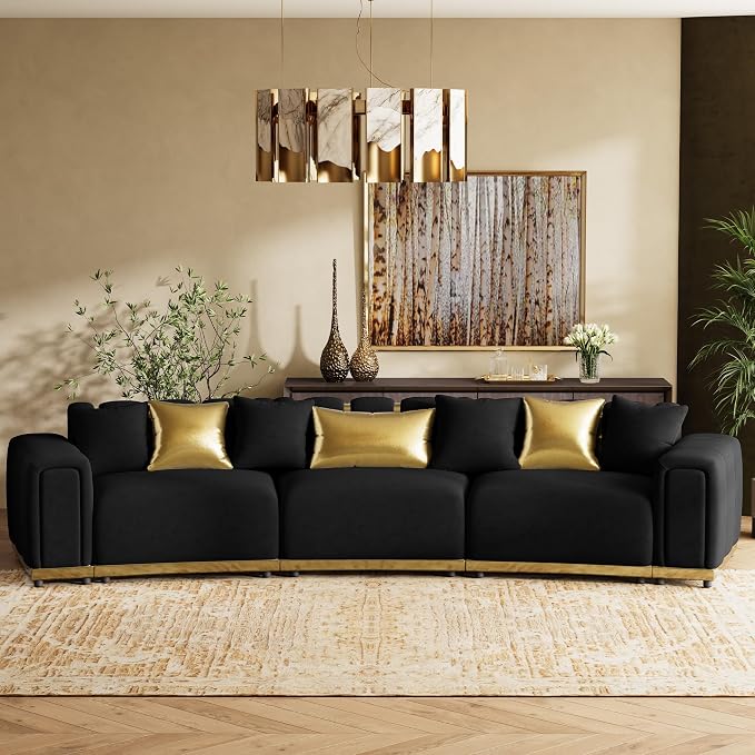145" Oversized Velvet Chesterfield Sofa Sectional Couch - Image 3