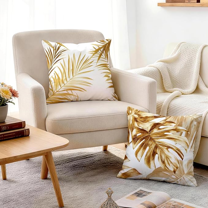 OBSEDE Golden Leaf Illustration Decorative Throw Pillow Covers 18 × 18 in - Image 7