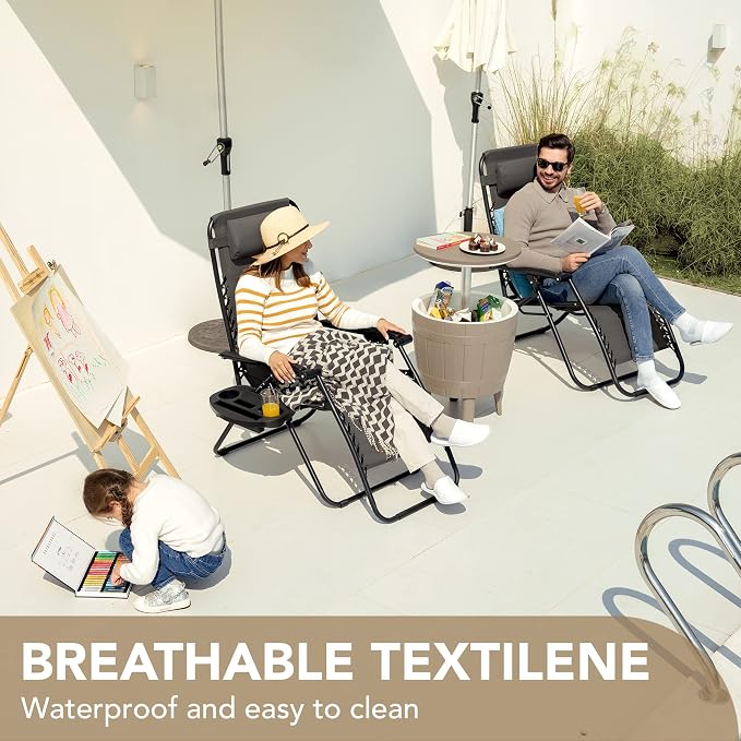 Devoko Patio Zero Gravity Chair Outdoor Free Folding Adjustable Chaise Lounge - Image 8