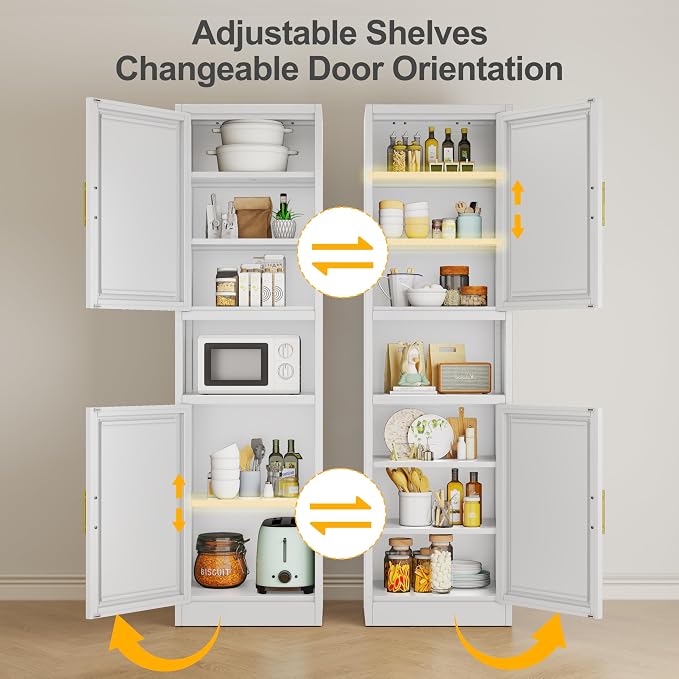 Ckzbx Tall Narrow Storage Cabinet 66.93" H Tall Bathroom Cabinet Metal Pantry - Image 7