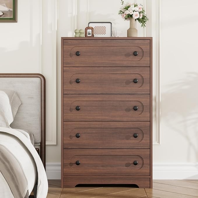 Garvee 5 Drawer Dresser for Bedroom, Wooden Mid Century Modern Chest of Drawers - Image 3