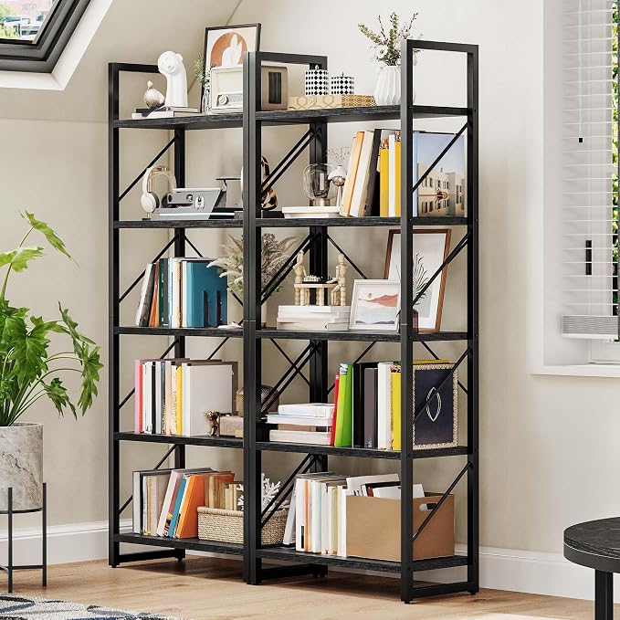 DWVO 5 Tier Bookshelf, Modern Book Shelf Storage Rack Shelves - Image 2