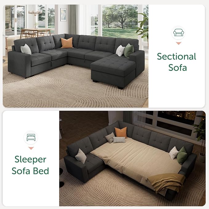 HONBAY Sectional Sleeper Sofa Pull Out Bed - Image 5