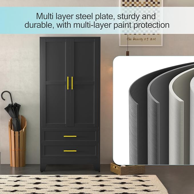 erosoei Metal Armoire Wardrobe Closet, 71 "Metal Clothing Storage Cabinet - Image 5