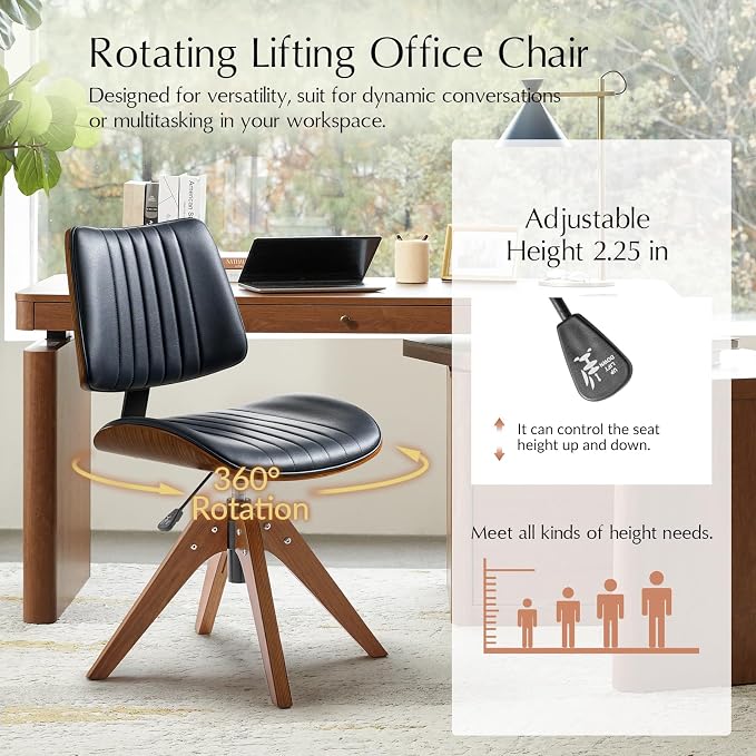 HULALA HOME Faux Leather Home Office Chair - Image 3