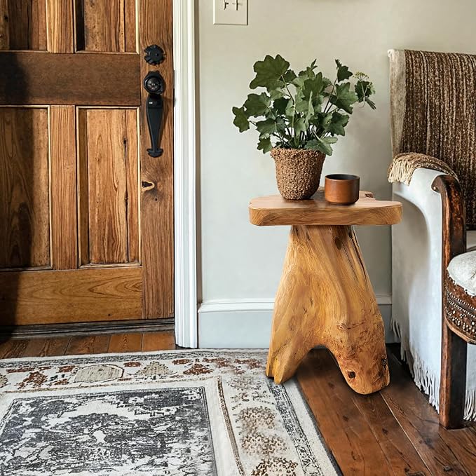 Cedar Roots Tree Stump Side Table 14"x13"x18"H Live Edge Rustic Natural Solid - Image 3