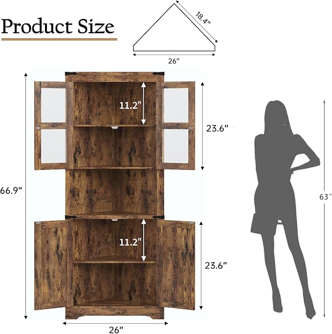 GarveeHome 67 in Tall Corner Storage Cabinet - Image 2