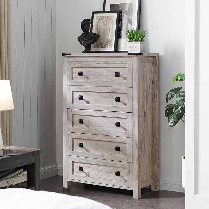 T4TREAM Farmhouse 5 Drawers Dresser Chests - Image 6