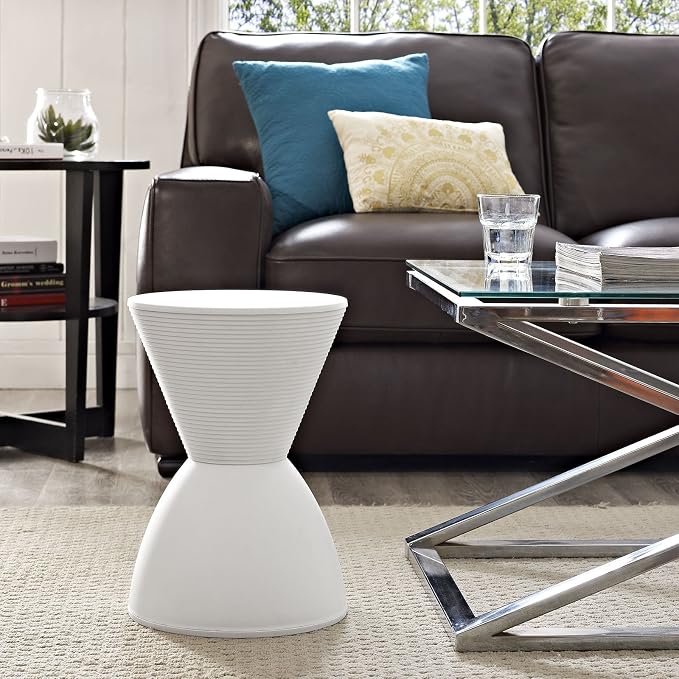 Modway Haste Contemporary Modern Hourglass Accent Stool in White - Image 7