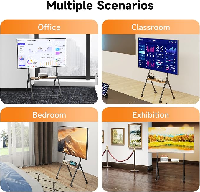 XINLEI Easel Rolling TV Stand for 32-80 Inch TV up to 121lbs, Mobile Portable - Image 7