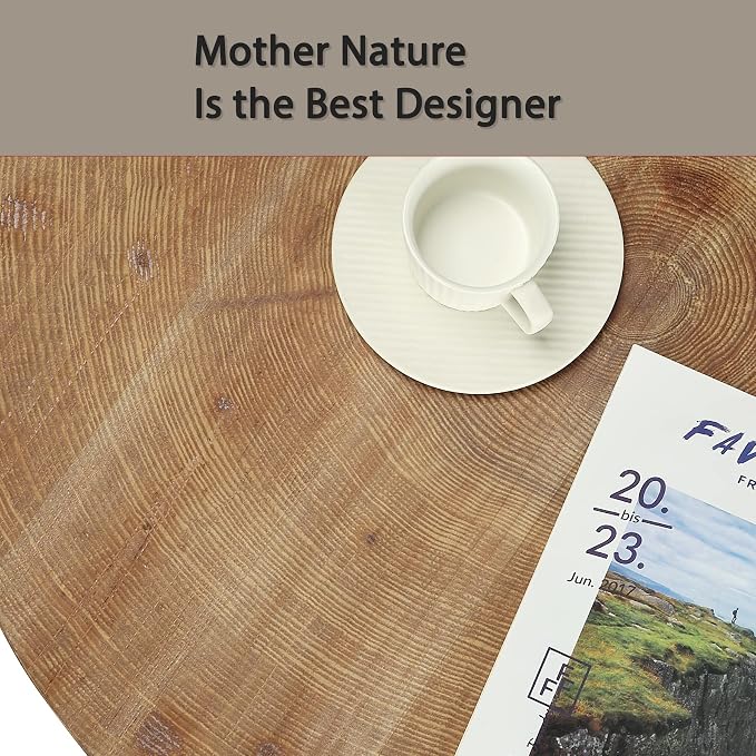 Awescuti Round Boho Wood Coffee Table - Image 8