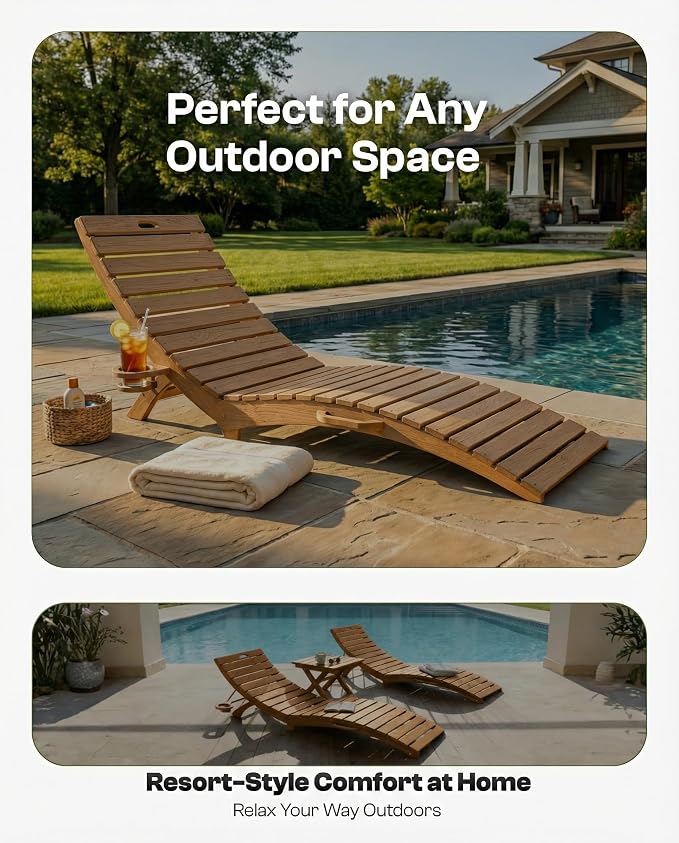 Folding HDPE Outdoor Chaise Lounge - Image 7