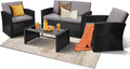 KROFEM 4-Piece Patio Furniture Set, Wicker Outdoor Rattan Sectional Sofa by KROFEM