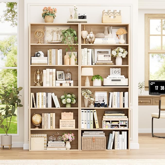 FOTOSOK 6-Tier Open Bookcase and Bookshelf Set of 2, Freestanding Display - Image 6