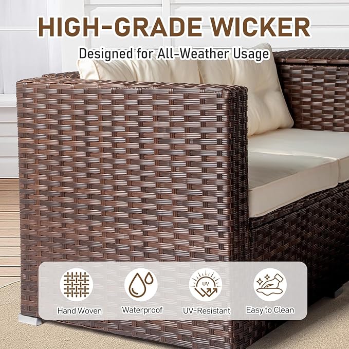 VINGLI 4 Pieces Outdoor Sectional Wicker Patio Furniture - Image 7