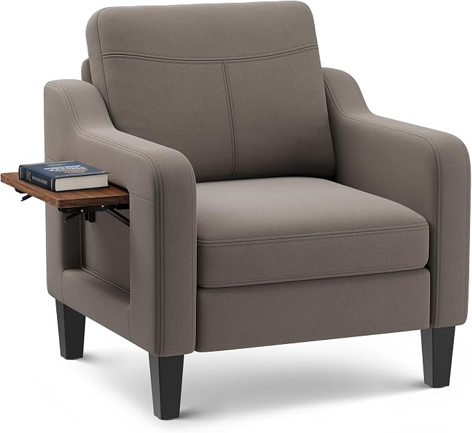Accent Chair for Living Room Modern Linen Upholstered Armchair Side Wooden by Unknown