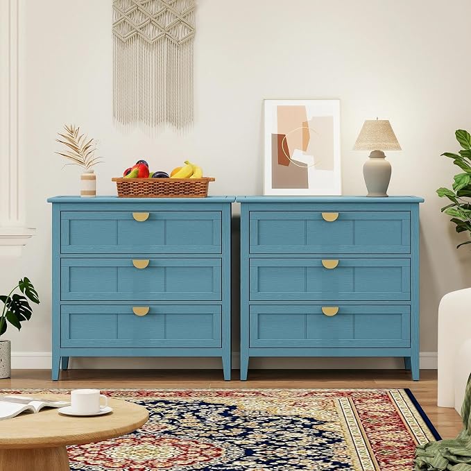 31.5" Accent Storage Cabinets, Modern 3-Drawer Decorative Side Table by YHFEXYT