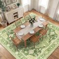 RELEANY Area Rugs Square 10ft Washable Non-Slip, Floral Vintage Distress Print by RELEANY