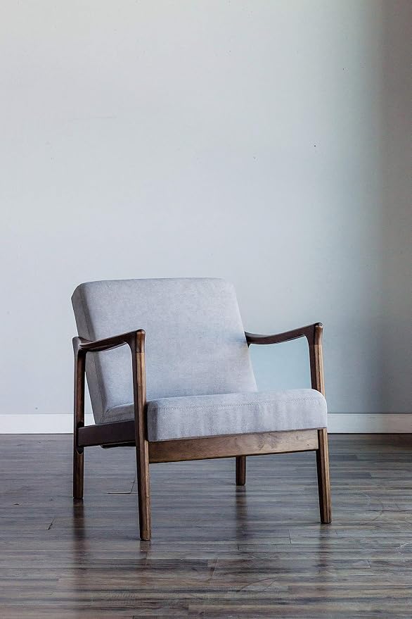 Alpine Furniture Zephyr Mid-Century Retro Accent Lounge Chair Wooden Arm - Image 2