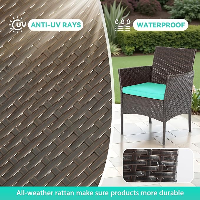 FDW Patio Furniture Set PE Rattan Patio Set Wicker Outdoor Furniture Bistro Set - Image 6